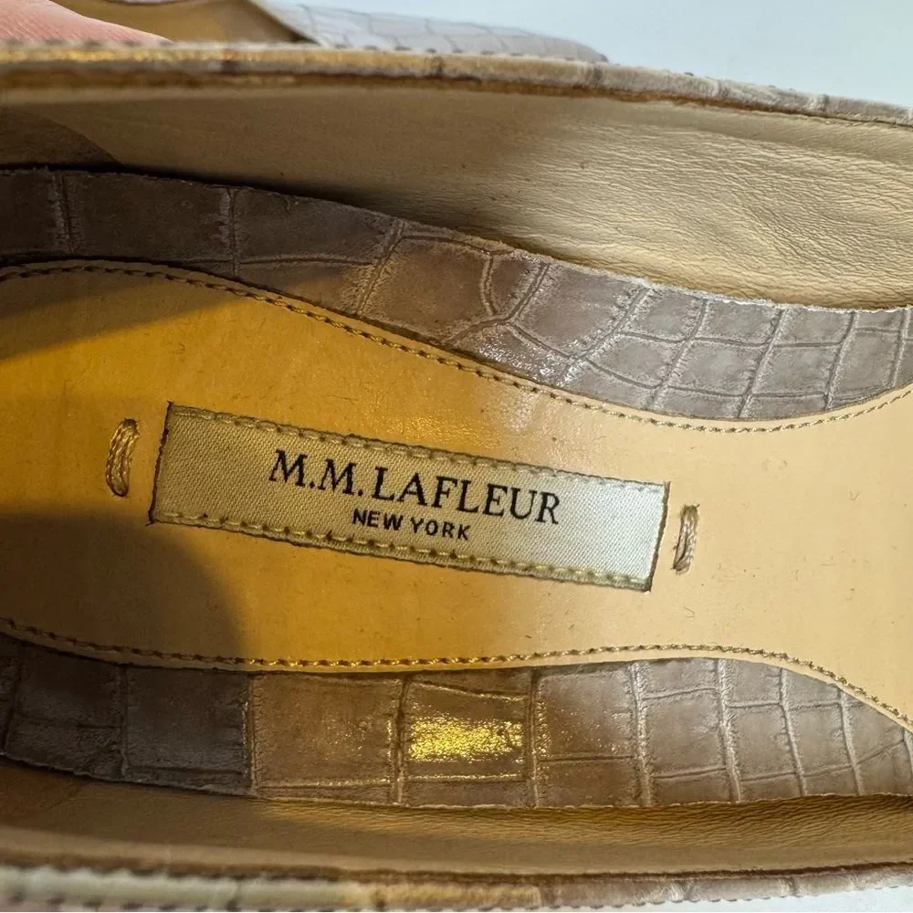 M.M. Lafleur The Ginger Pump Embossed Croc Rosy Taupe Career Classic Size 37 1/2